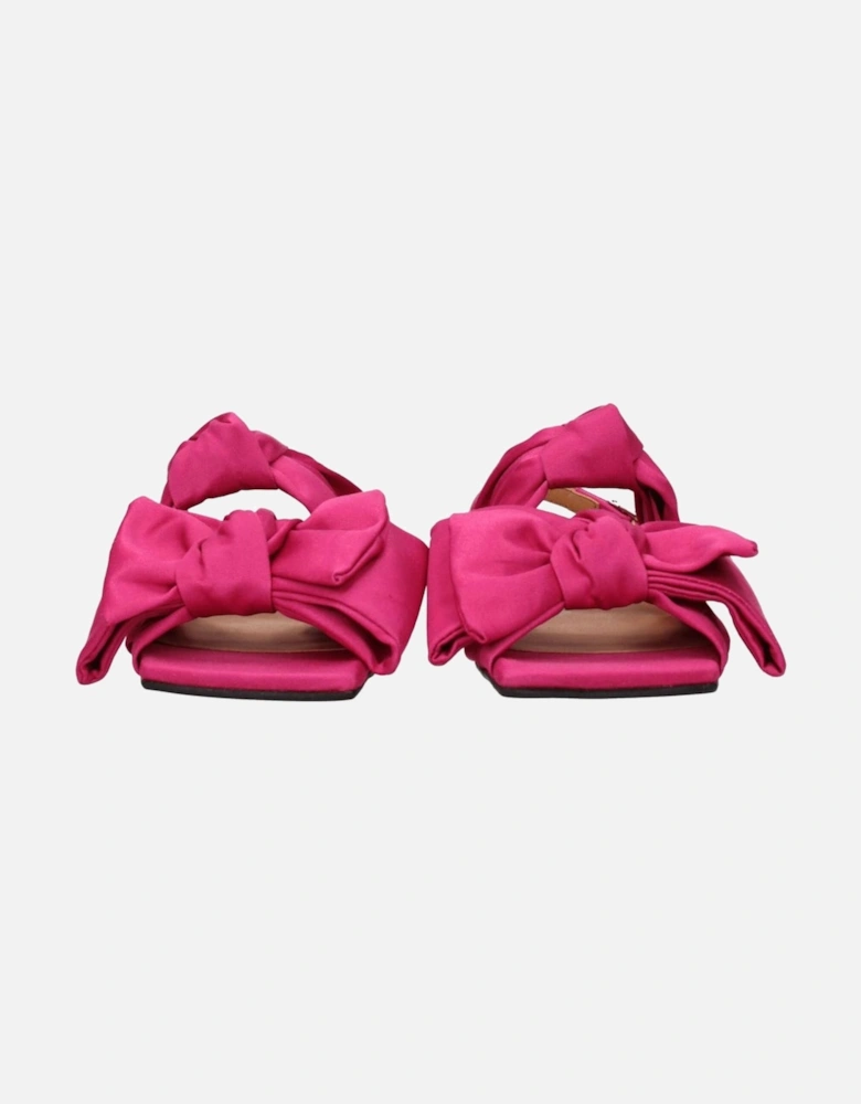 Fuchsia Fabric Open Toe Sandals with Buckle Closure Women - Pink