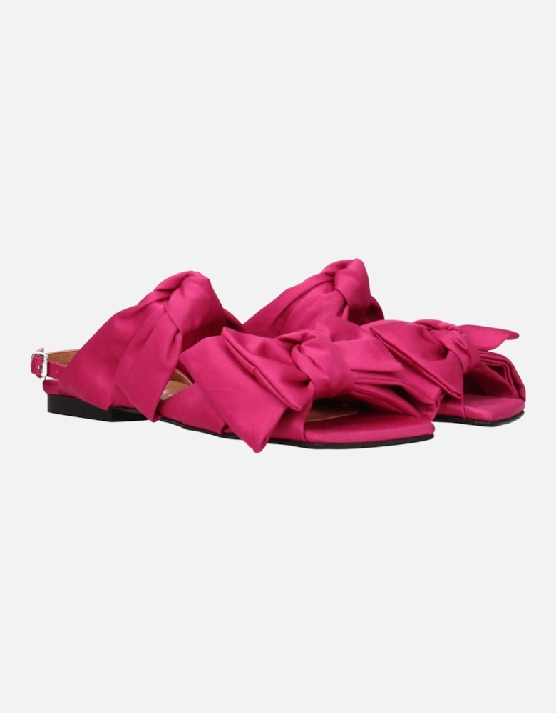 Fuchsia Fabric Open Toe Sandals with Buckle Closure Women - Pink
