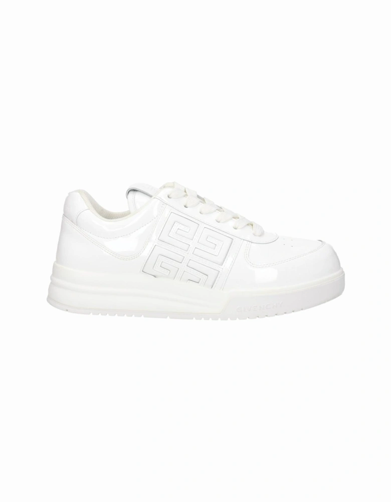 Patent Leather Lace-Up Sneakers with Logo Detailing Women - White