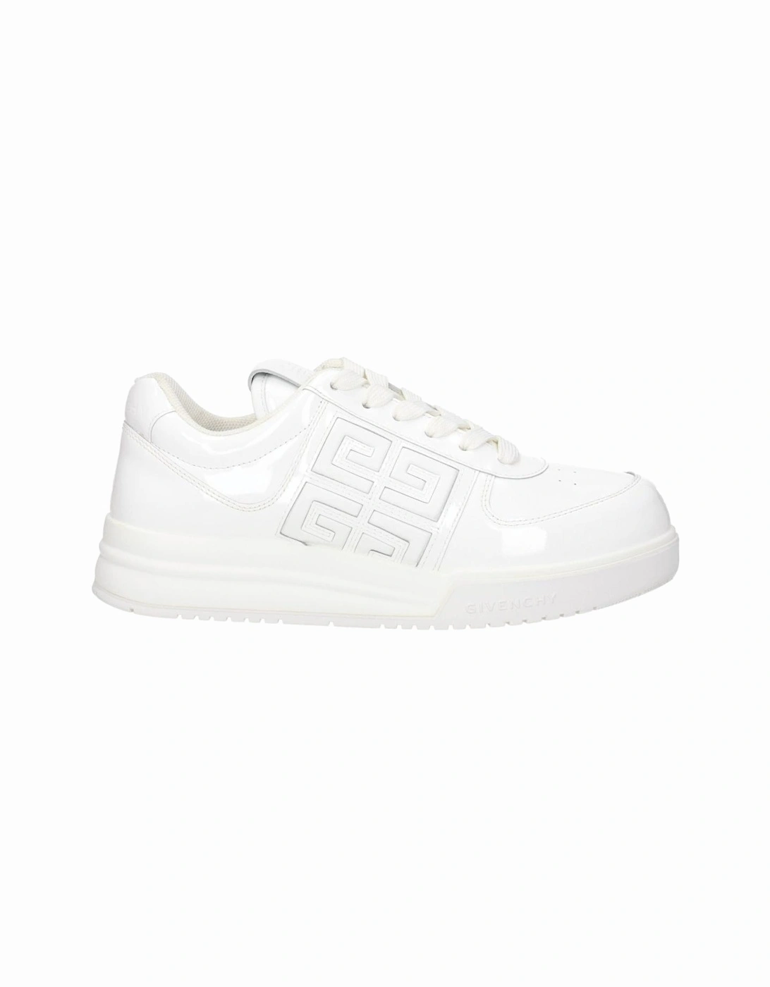 Patent Leather Lace-Up Sneakers with Logo Detailing Women - White, 6 of 5