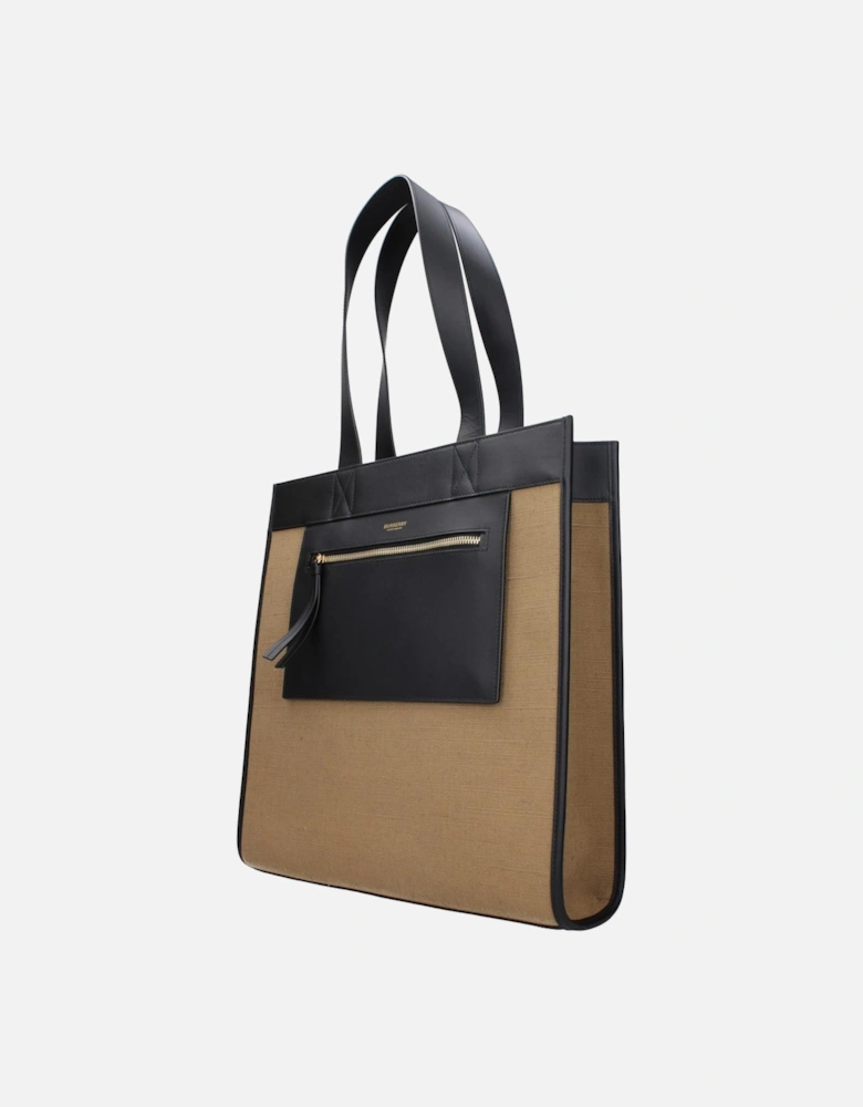 Vintage Effect Shoulder Bag with Front Logo Women - Brown