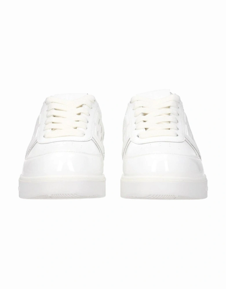 Patent Leather Lace-Up Sneakers with Logo Detailing Women - White