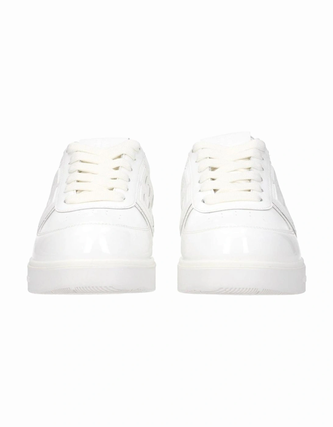 Patent Leather Lace-Up Sneakers with Logo Detailing Women - White