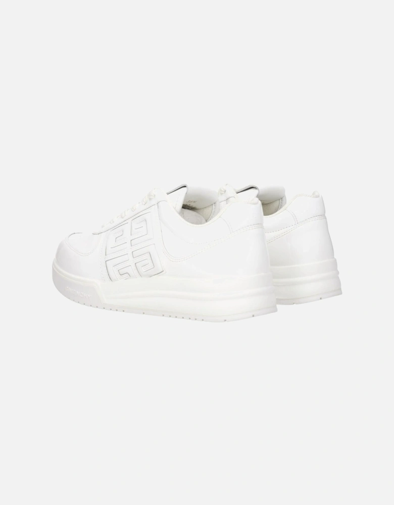 Patent Leather Lace-Up Sneakers with Logo Detailing Women - White