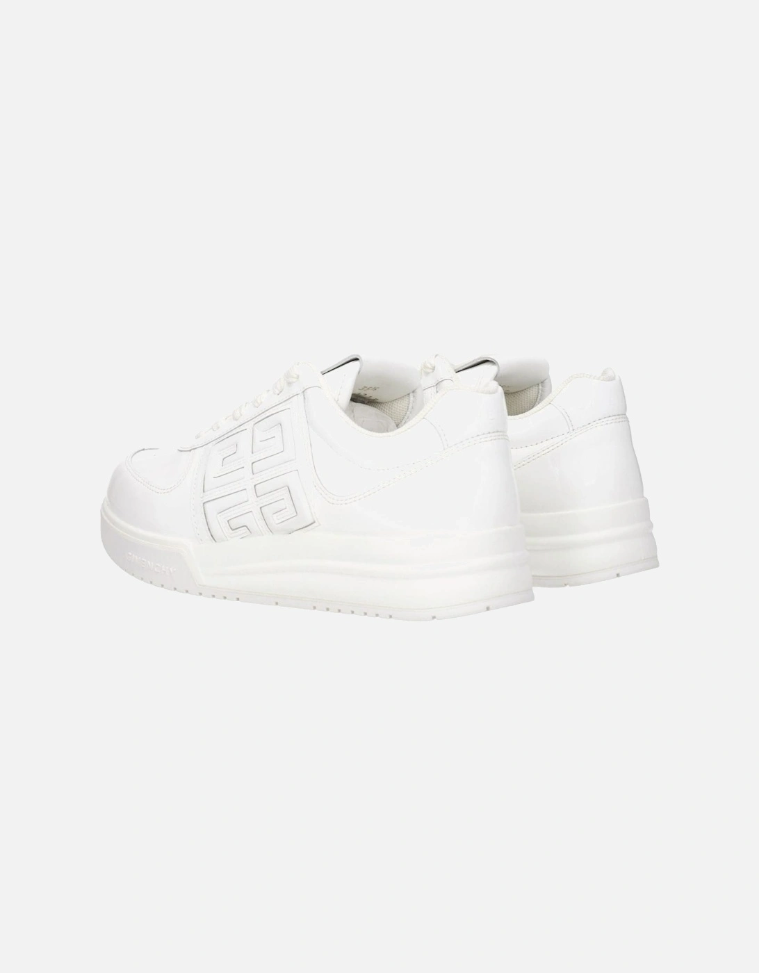 Patent Leather Lace-Up Sneakers with Logo Detailing Women - White