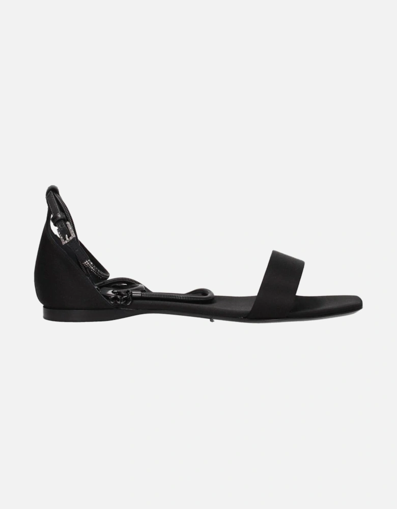 Satin Open Toe Low Heel Sandals Women - Black