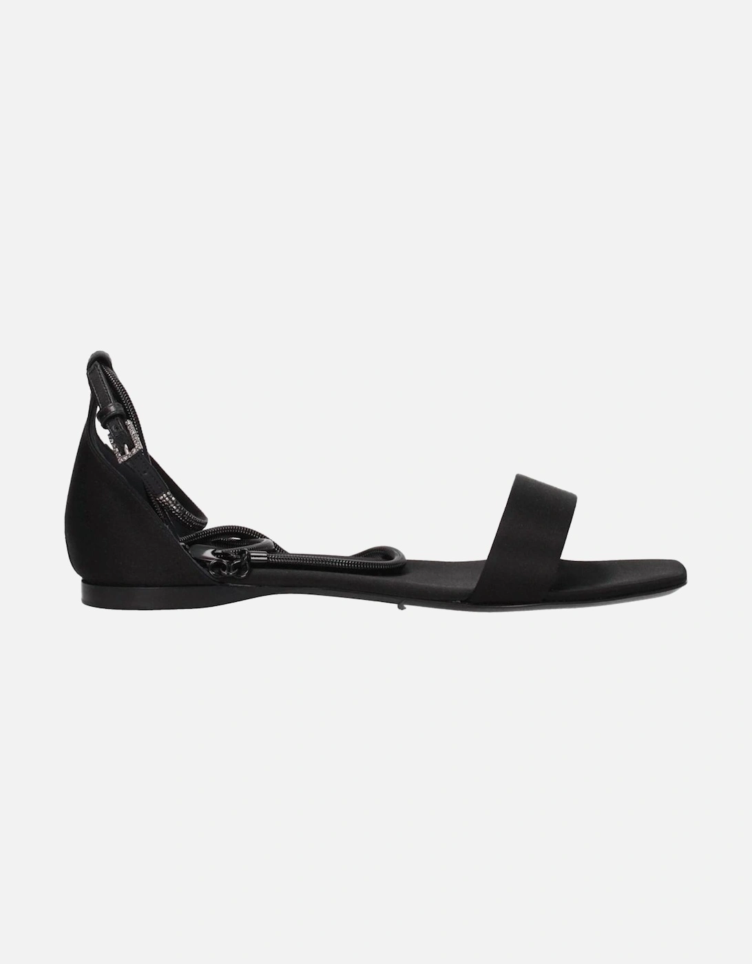 Satin Open Toe Low Heel Sandals Women - Black, 5 of 4