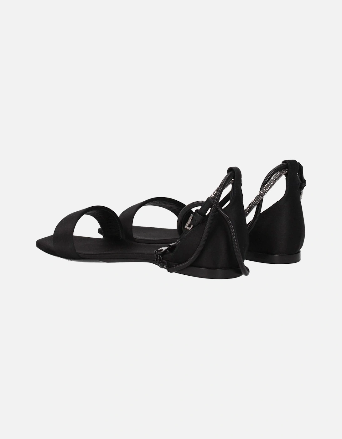 Satin Open Toe Low Heel Sandals Women - Black