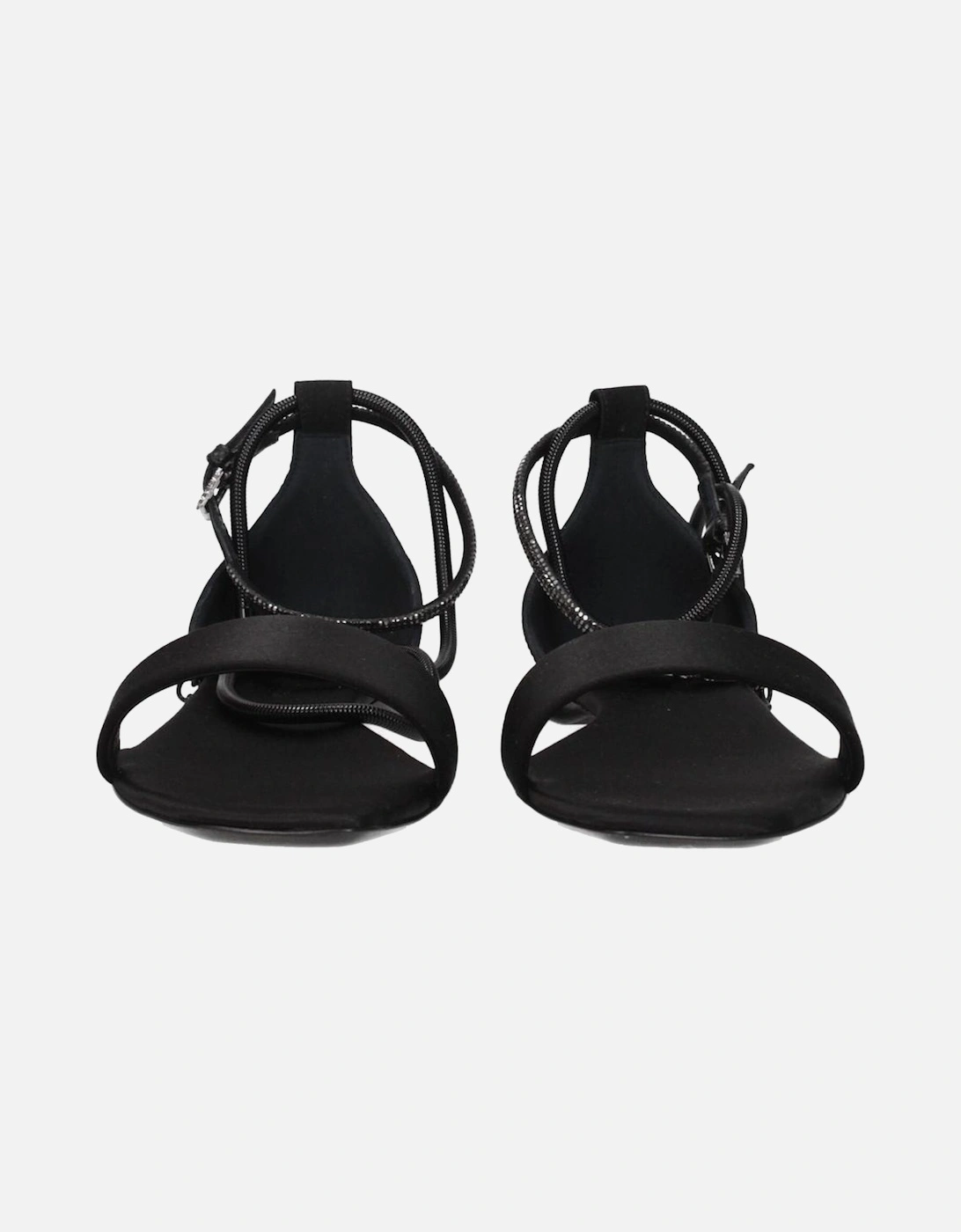 Satin Open Toe Low Heel Sandals Women - Black