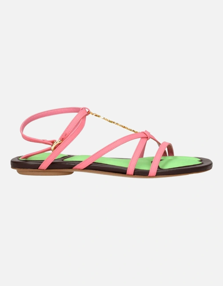 Leather Open Toe Buckle Sandals Women - Pink