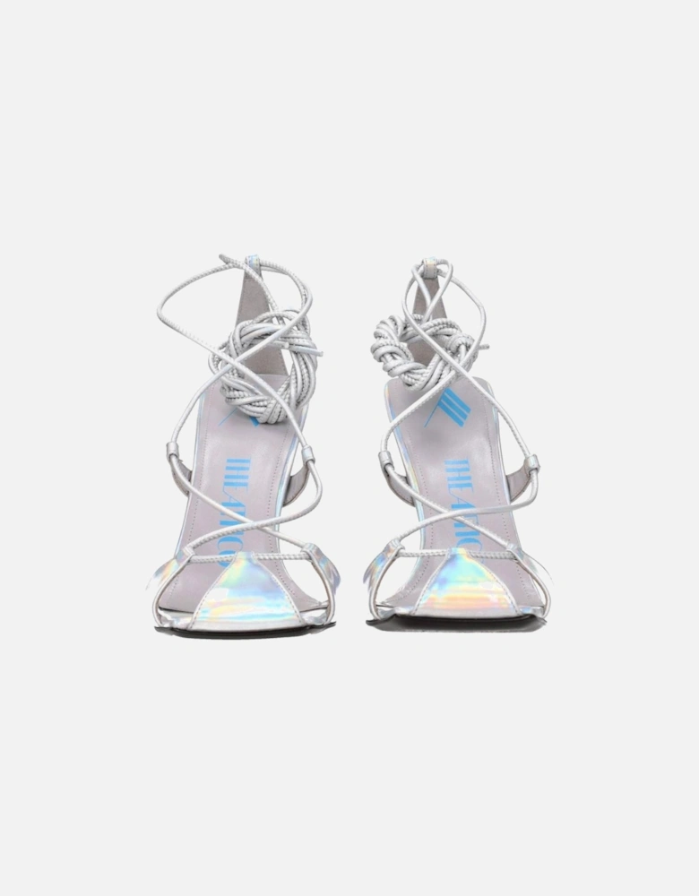 High Heel Leather Open Toe Sandals Women - Gray