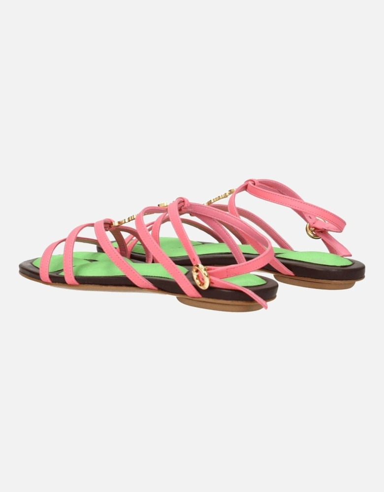 Leather Open Toe Buckle Sandals Women - Pink
