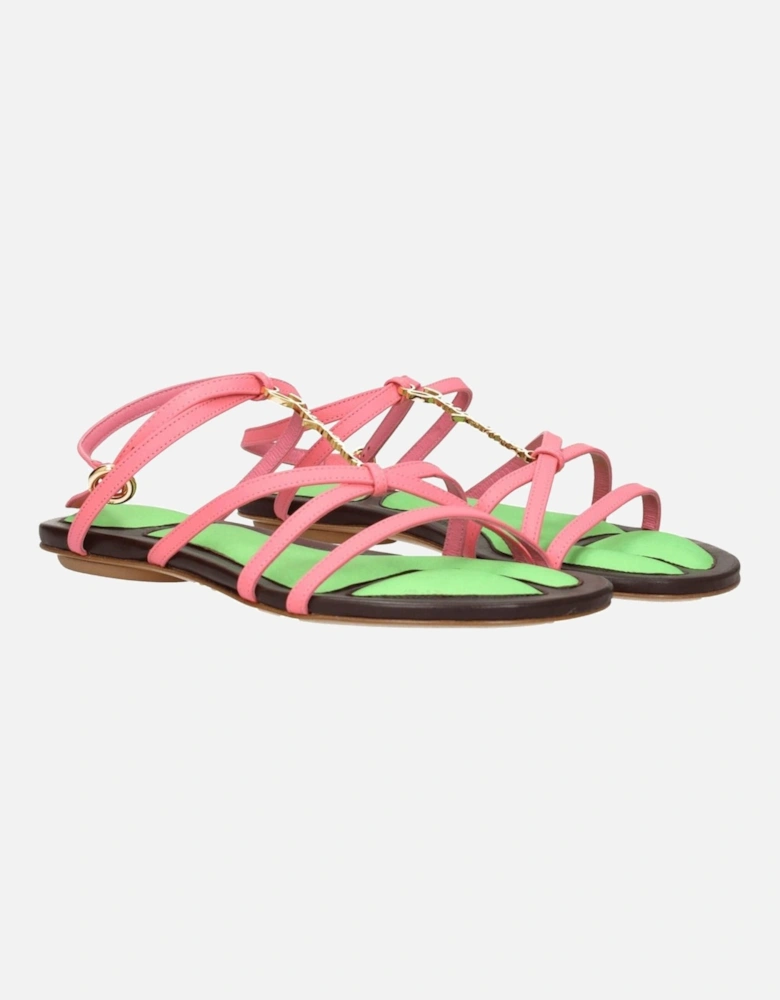 Leather Open Toe Buckle Sandals Women - Pink