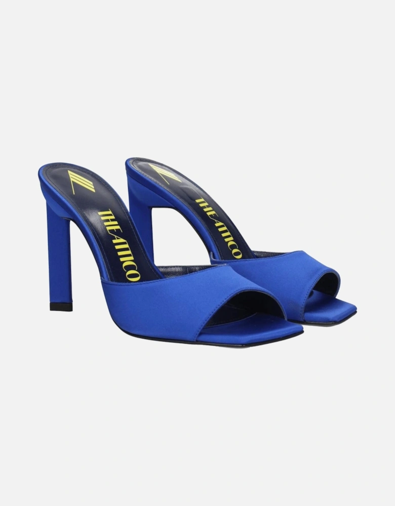Rhinestone Satin High Heel Sandals Women - Blue