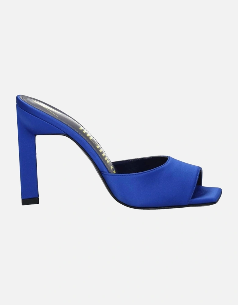 Rhinestone Satin High Heel Sandals Women - Blue