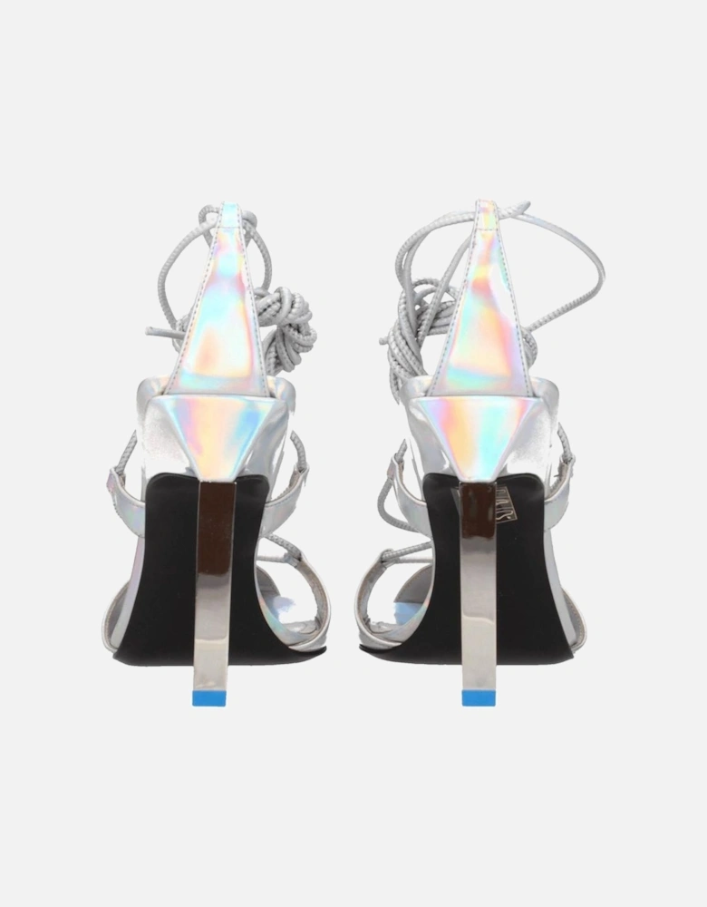 High Heel Leather Open Toe Sandals Women - Gray