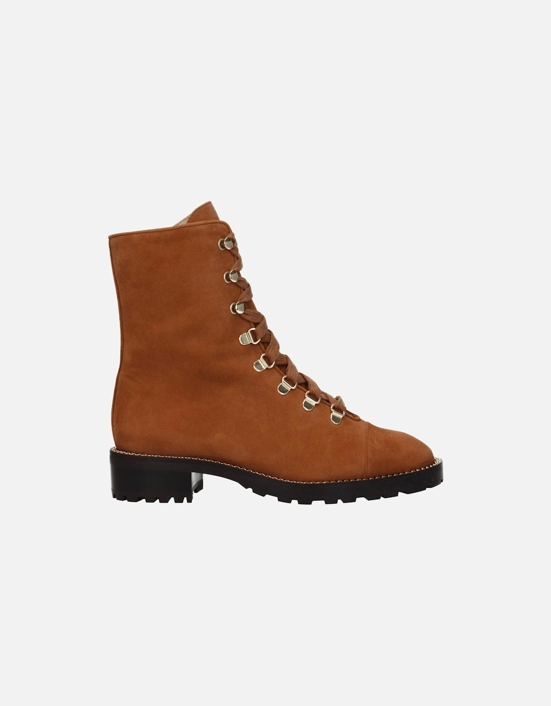 Suede Lace-Up Ankle Boots with Mid Heels Women - Brown, 6 of 5