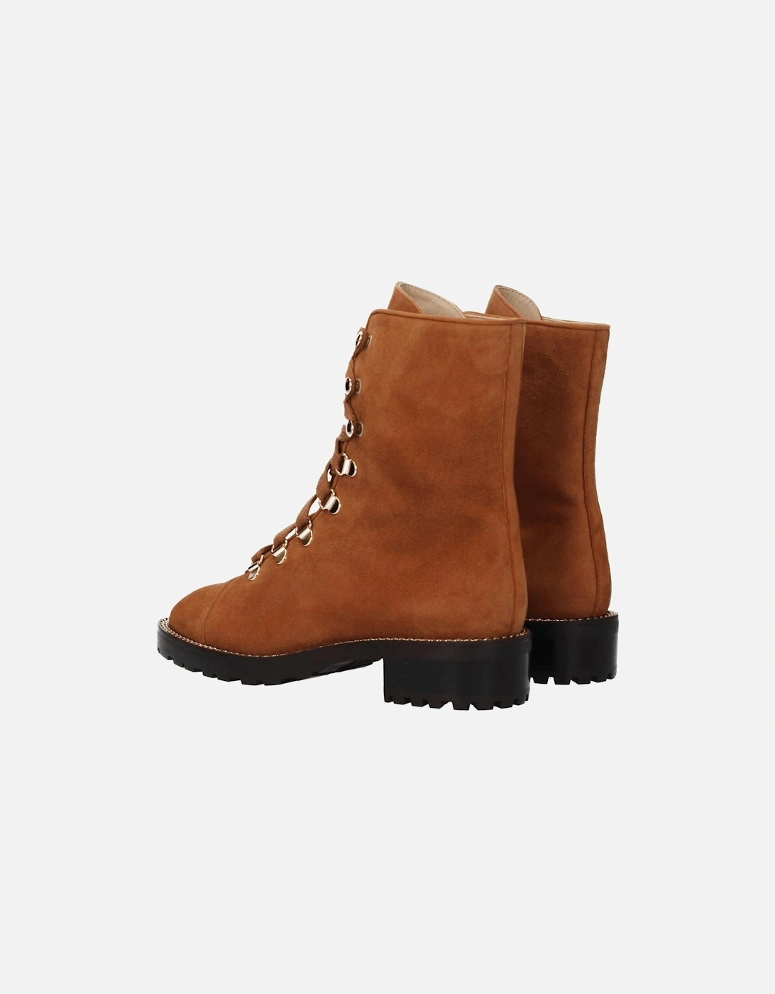 Suede Lace-Up Ankle Boots with Mid Heels Women - Brown
