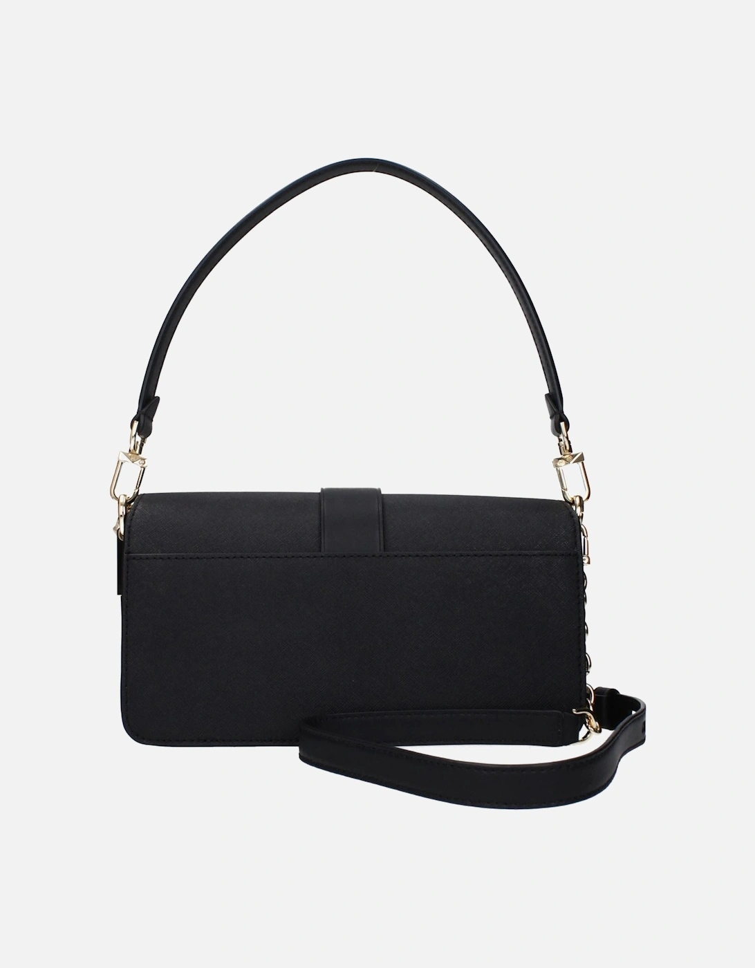 Leather Shoulder Bag with Removable Handle Women - Black