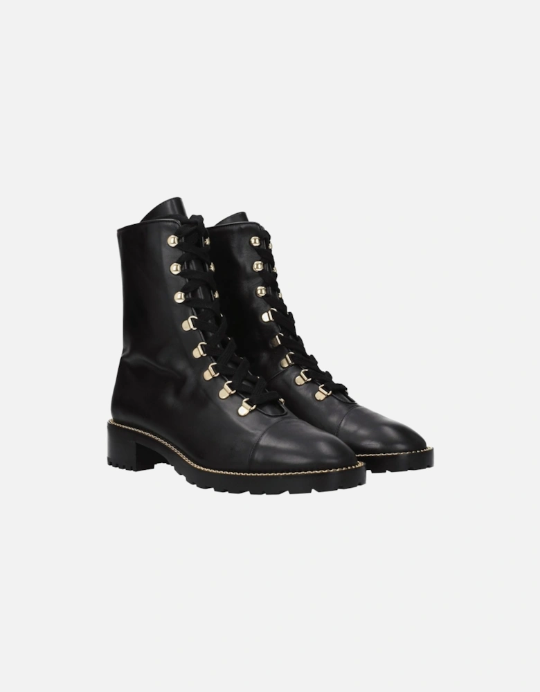 Vintage Effect Leather Ankle Boots Women - Black