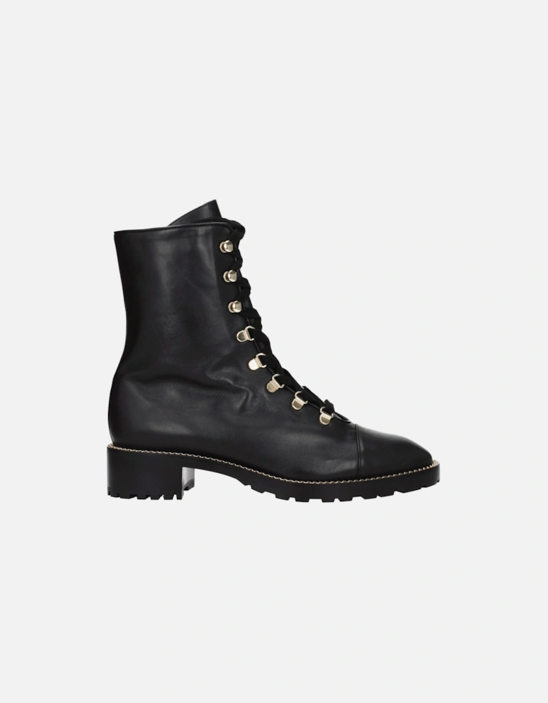 Vintage Effect Leather Ankle Boots Women - Black