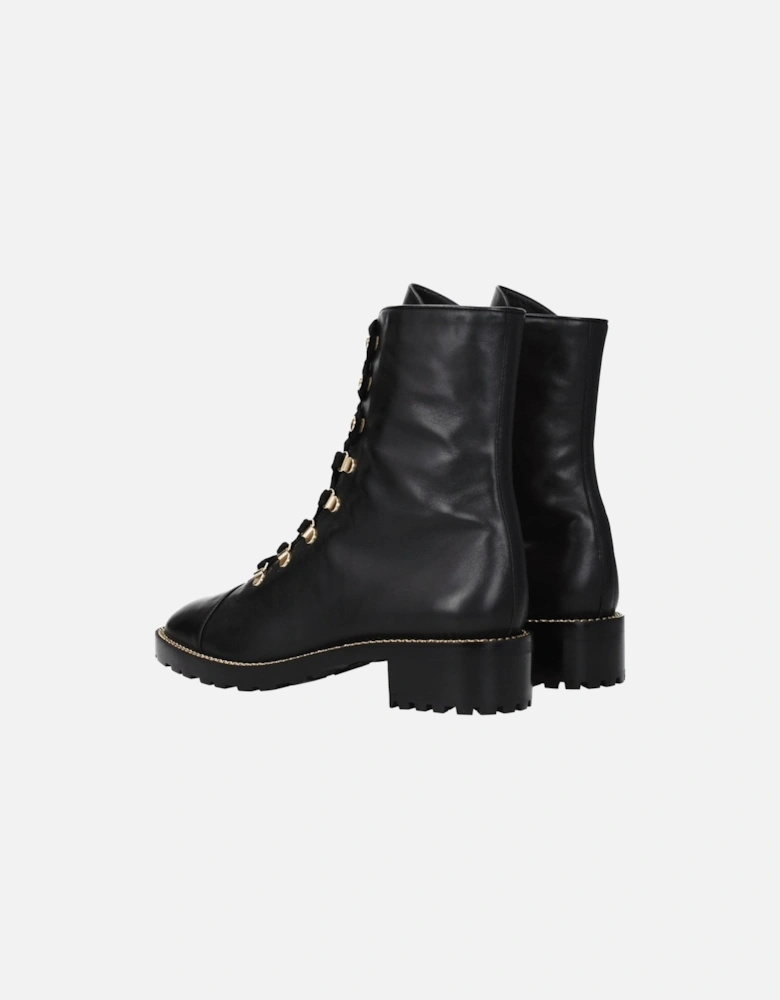 Vintage Effect Leather Ankle Boots Women - Black
