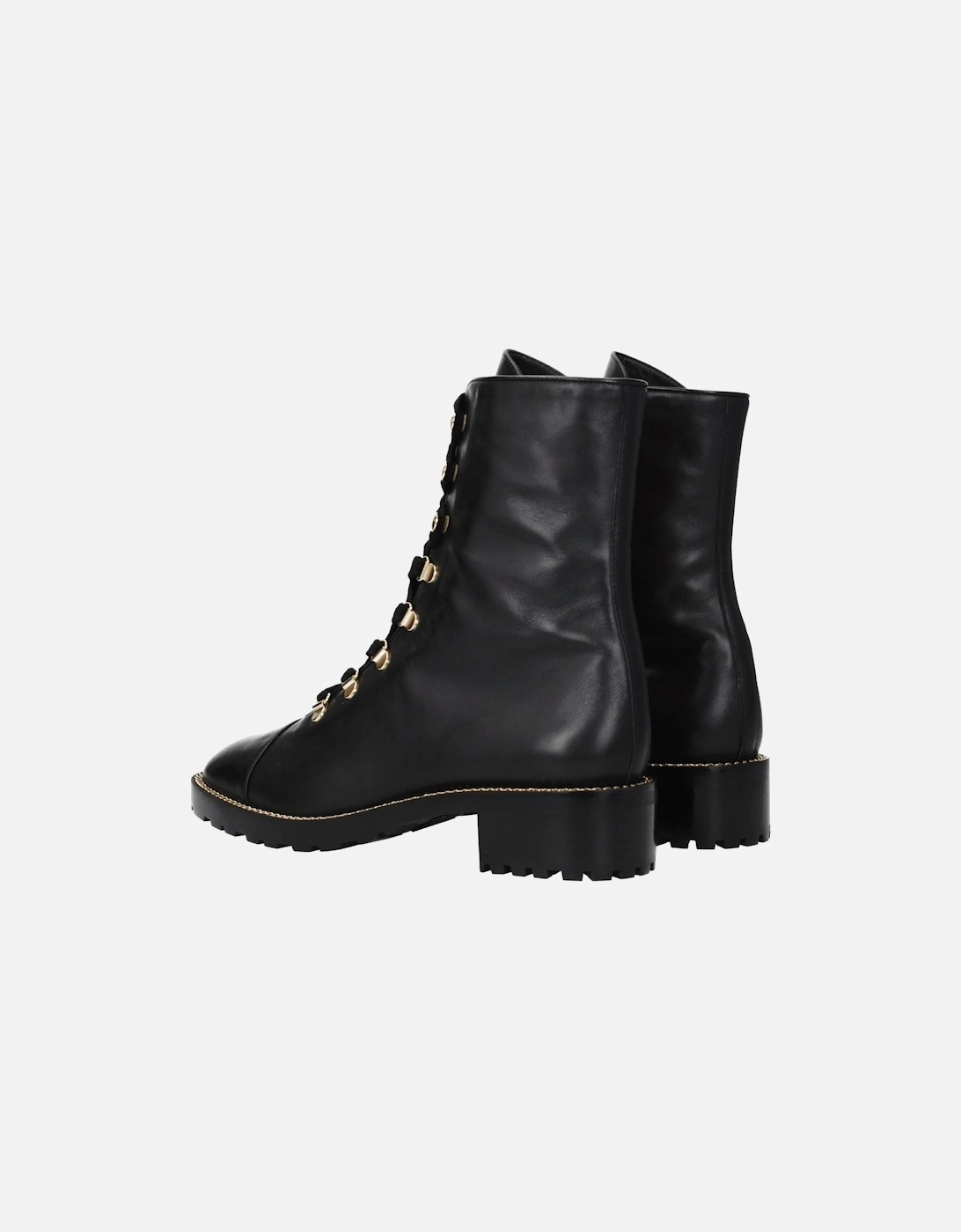Vintage Effect Leather Ankle Boots Women - Black