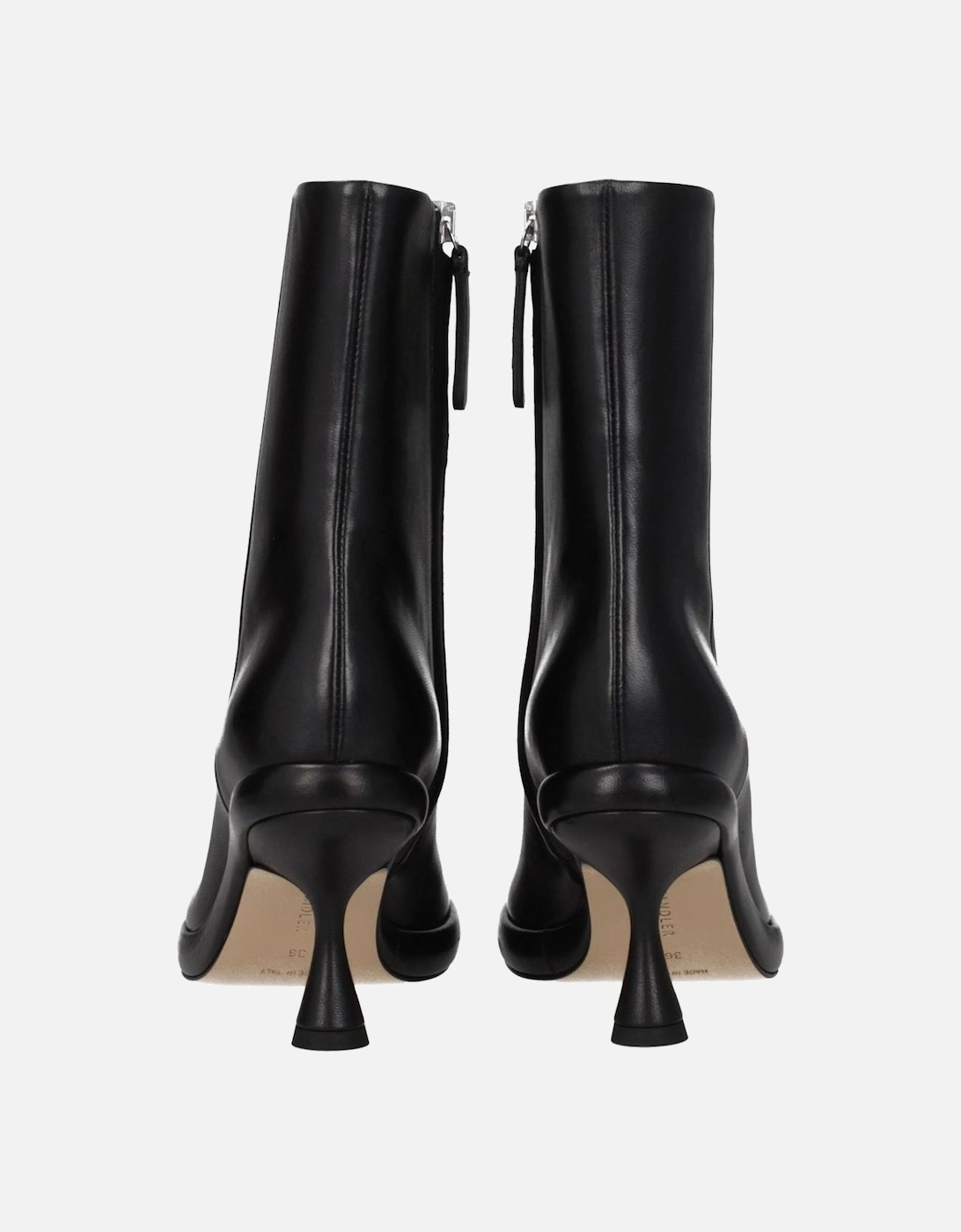 Leather Ankle Boots with Mid Heels Women - Black