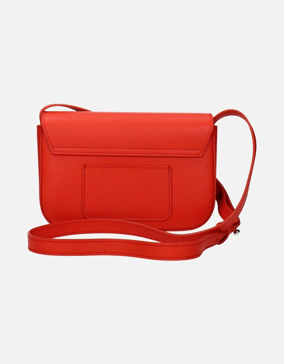 Leather Crossbody Bag with Front Logo Women - Red