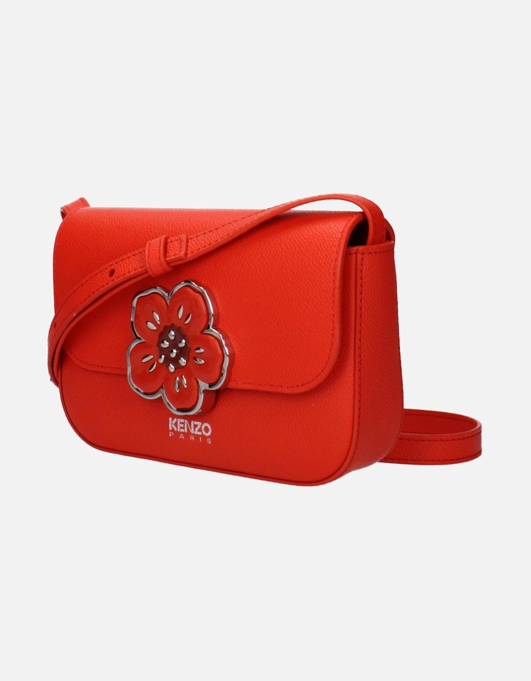 Leather Crossbody Bag with Front Logo Women - Red