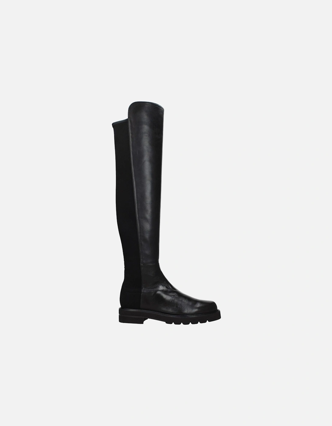 Aged Effect Leather Mid Heel Boots Women - Black, 5 of 4
