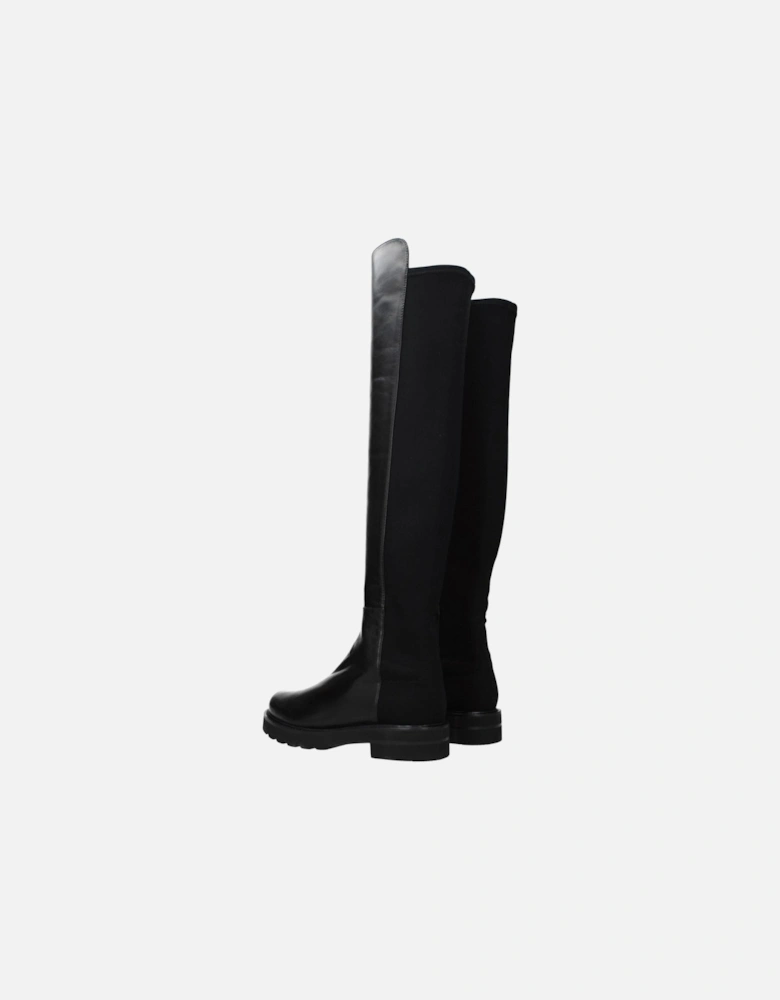 Aged Effect Leather Mid Heel Boots Women - Black
