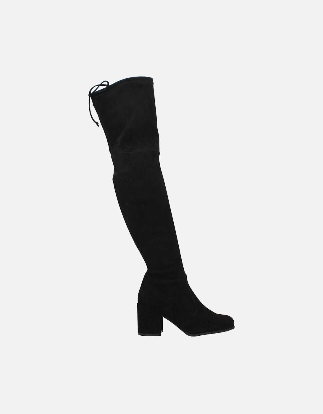 Suede Mid-Heel Round Toe Self-Tie Boots Women - Black, 5 of 4