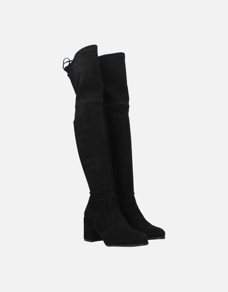 Suede Mid-Heel Round Toe Self-Tie Boots Women - Black