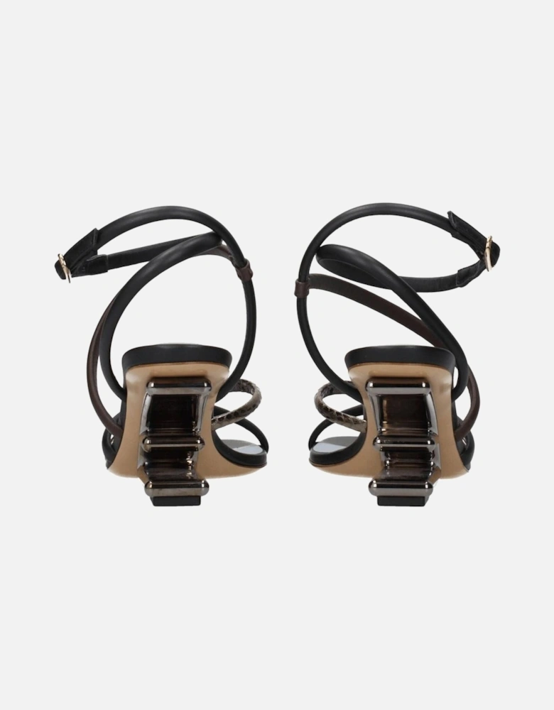 Leather Mid-Heel Open Toe Sandals Women - Multicolor