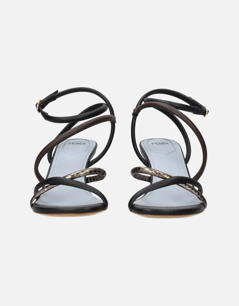 Leather Mid-Heel Open Toe Sandals Women - Multicolor