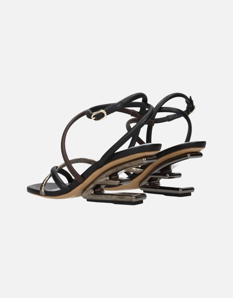 Leather Mid-Heel Open Toe Sandals Women - Multicolor