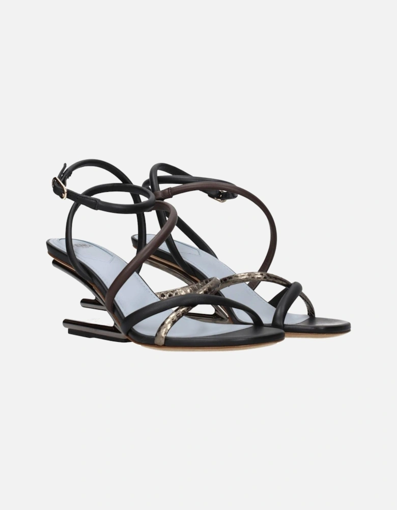 Leather Mid-Heel Open Toe Sandals Women - Multicolor
