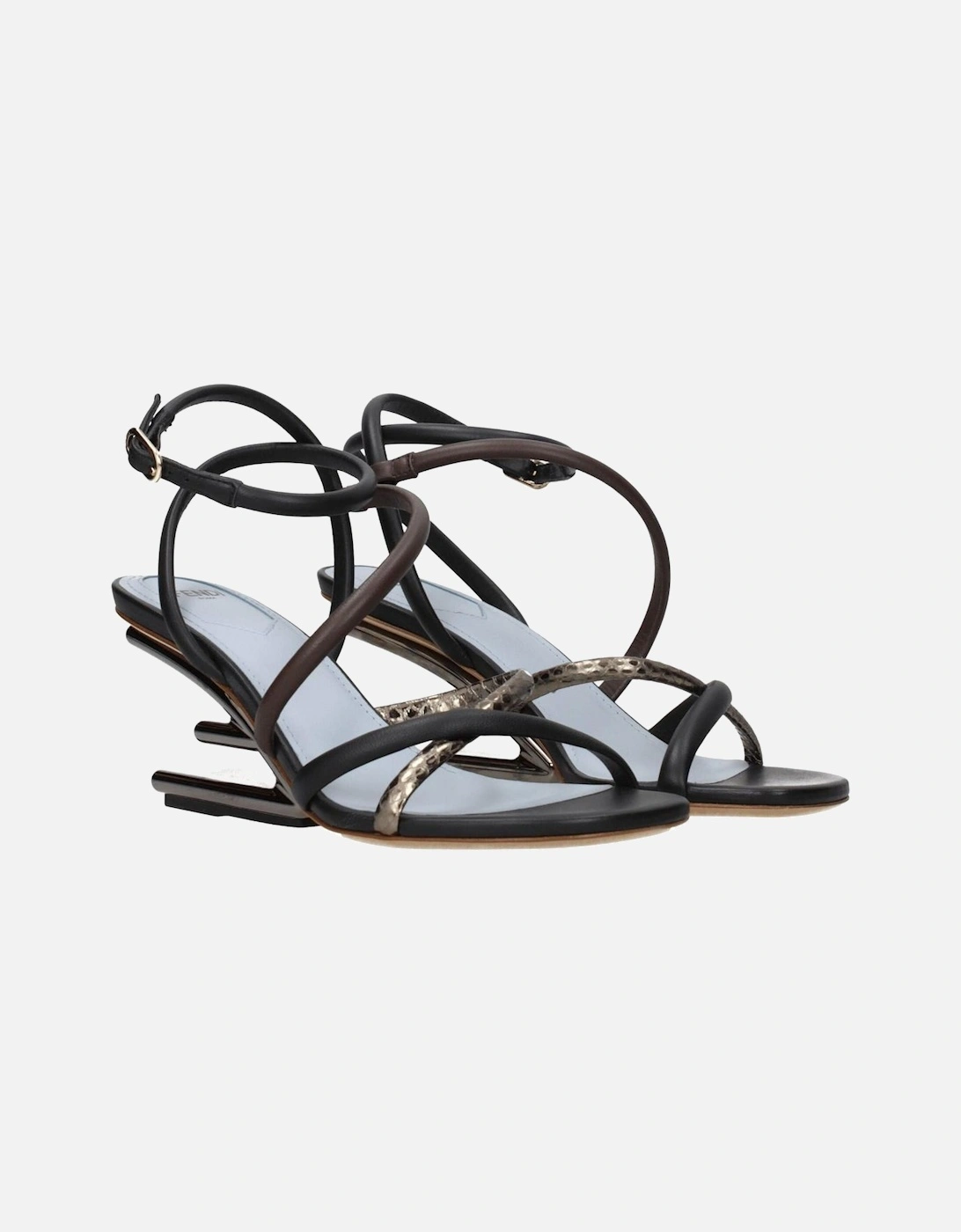 Leather Mid-Heel Open Toe Sandals Women - Multicolor