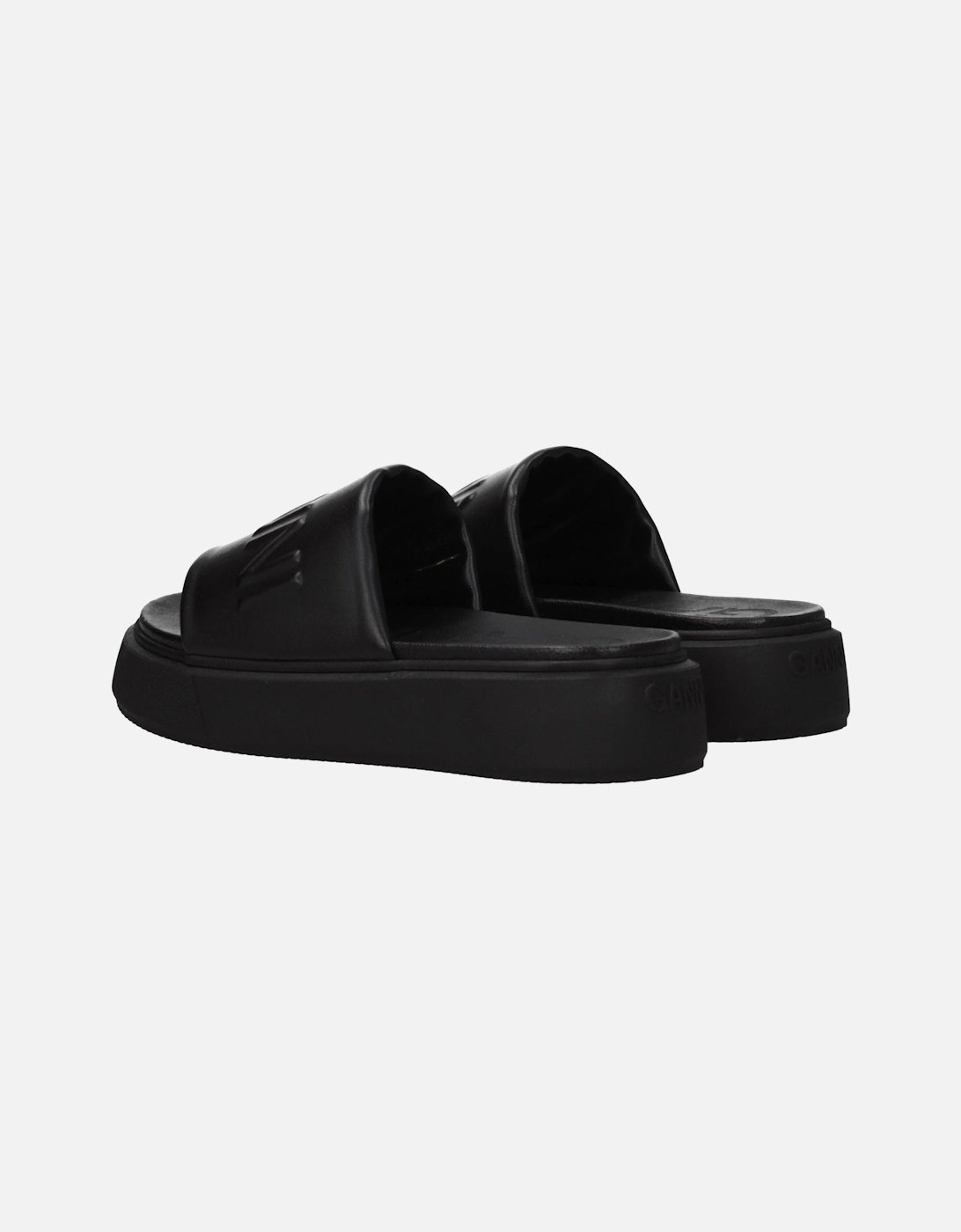Front Logo Open Toe Slippers and Clogs Women - Black Sandals