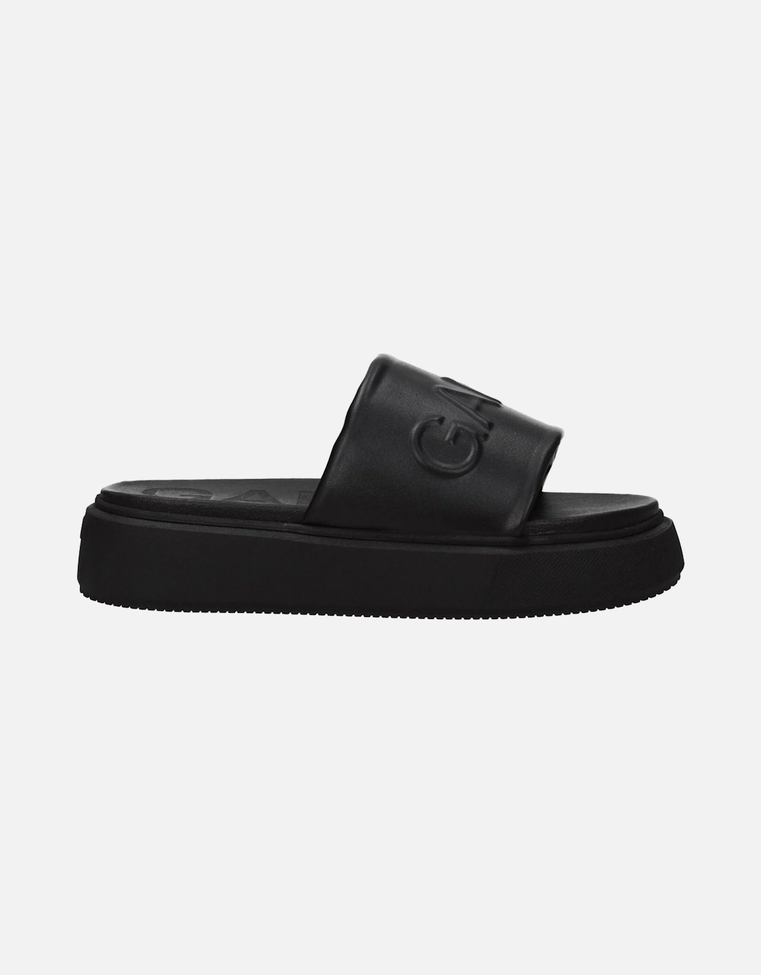 Front Logo Open Toe Slippers and Clogs Women - Black Sandals, 6 of 5