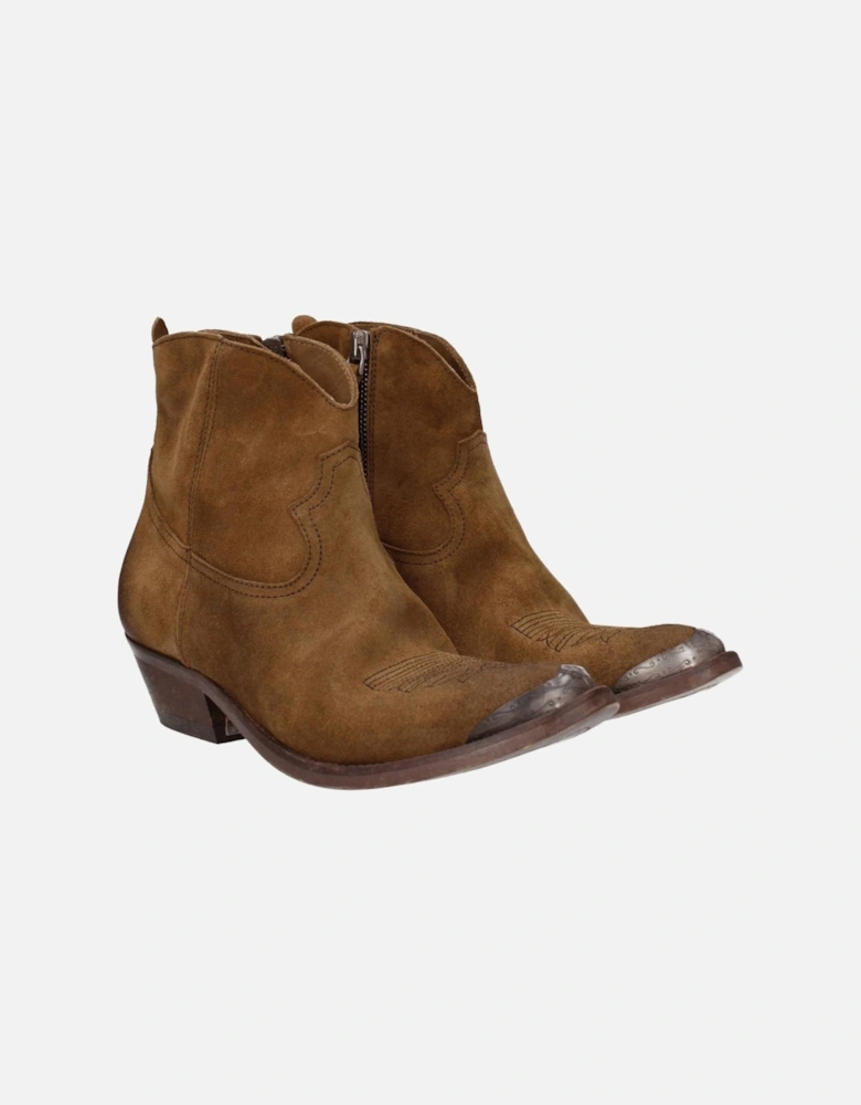 Suede Ankle Boots with Distressed Vintage Effect Women - Brown