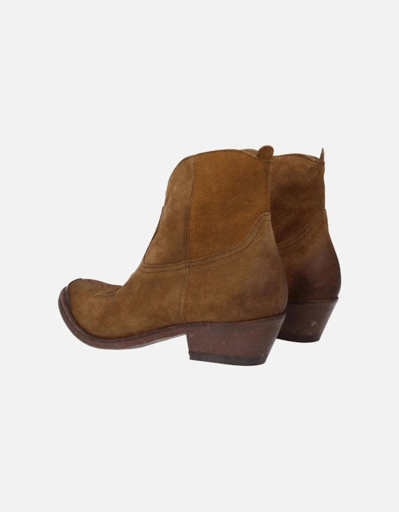 Suede Ankle Boots with Distressed Vintage Effect Women - Brown