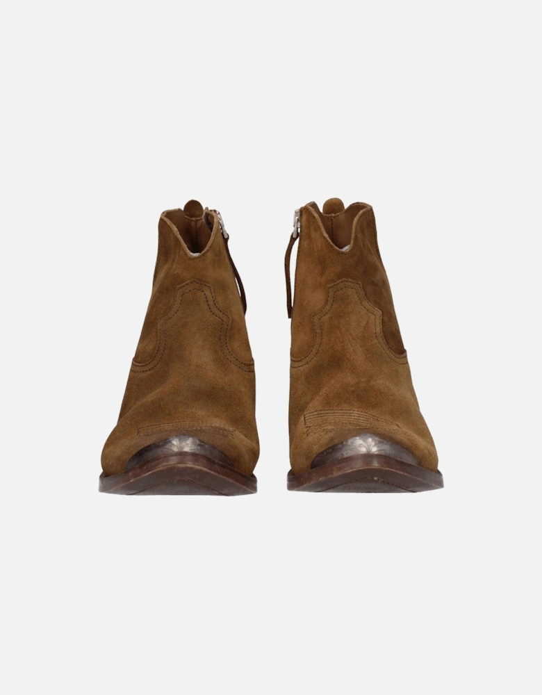 Suede Ankle Boots with Distressed Vintage Effect Women - Brown