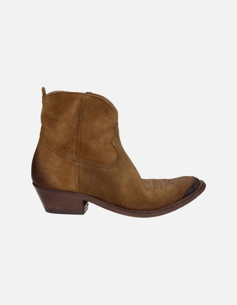 Suede Ankle Boots with Distressed Vintage Effect Women - Brown