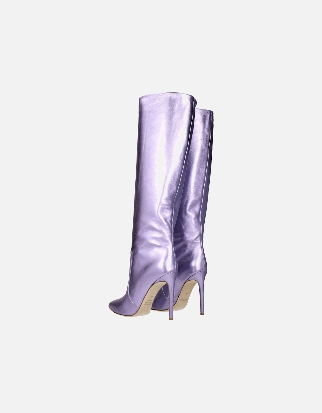 Metallic Effect High Heel Pointed Toe Leather Boots Women - Purple