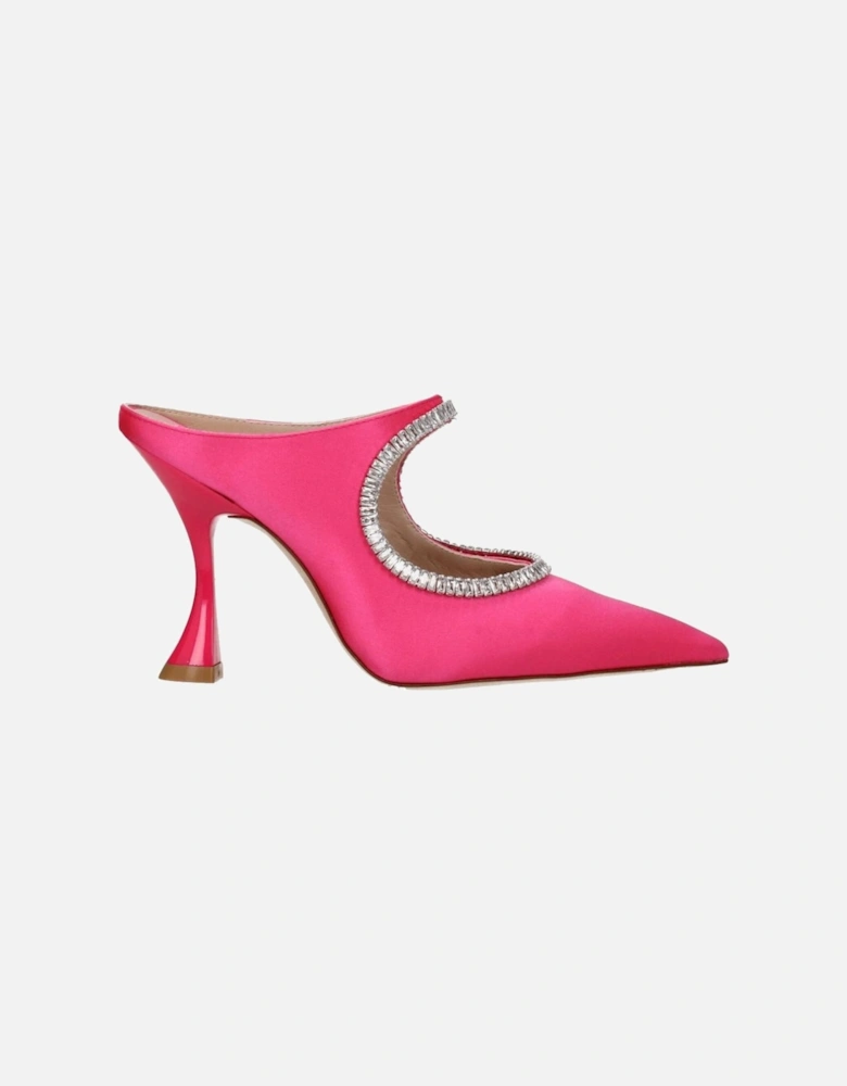Rhinestone Satin Pointy Toe High Heel Sandals Women - Pink