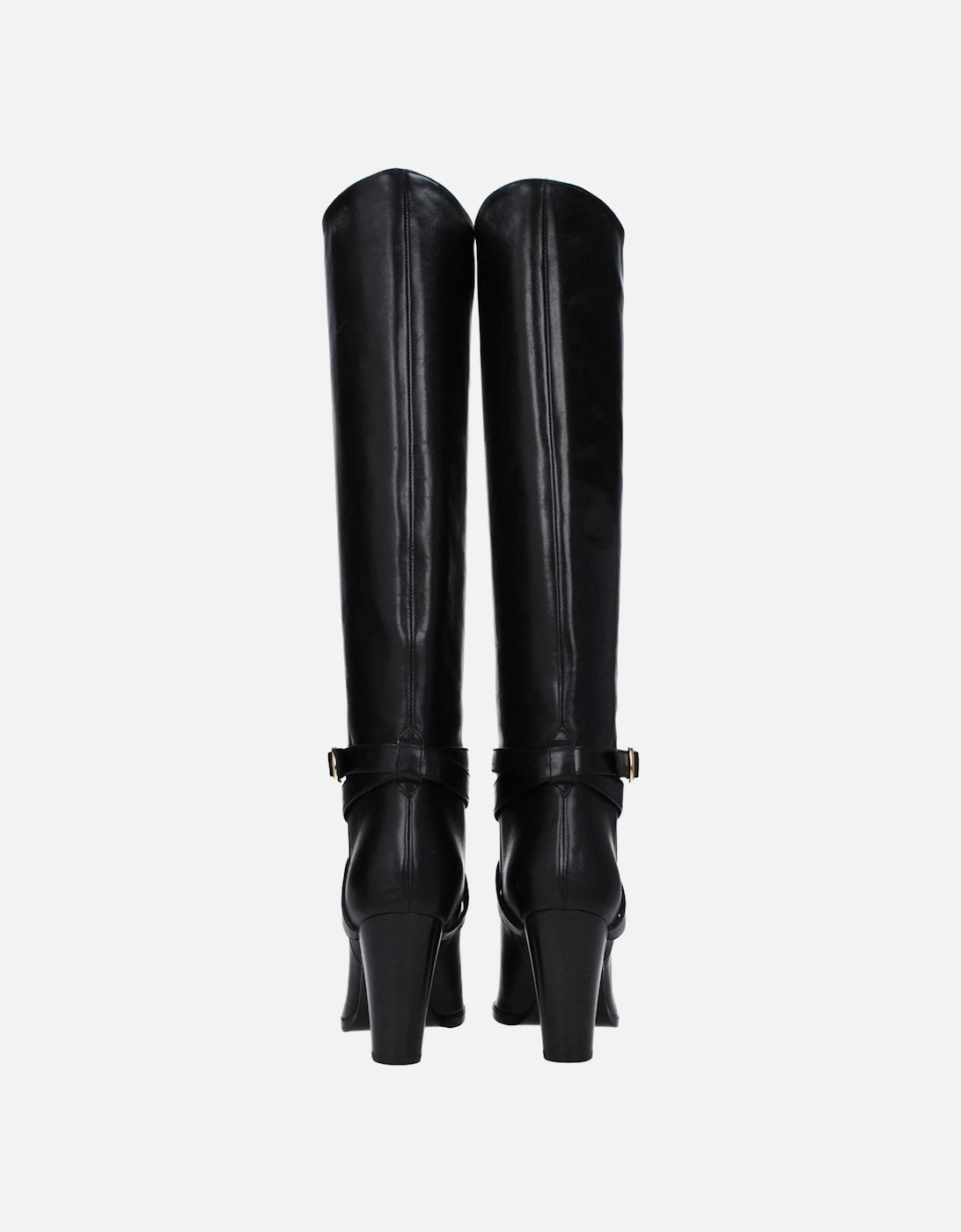 Pointy Toe High Heel Leather Boots Women - Black