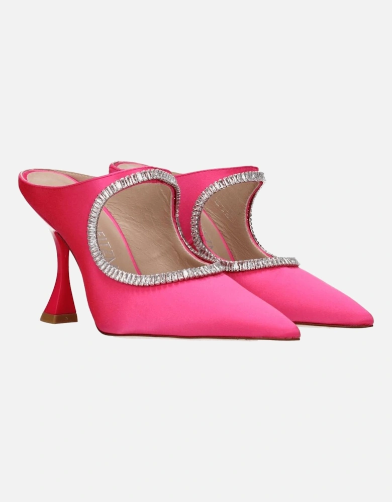 Rhinestone Satin Pointy Toe High Heel Sandals Women - Pink