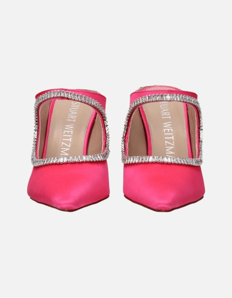 Rhinestone Satin Pointy Toe High Heel Sandals Women - Pink